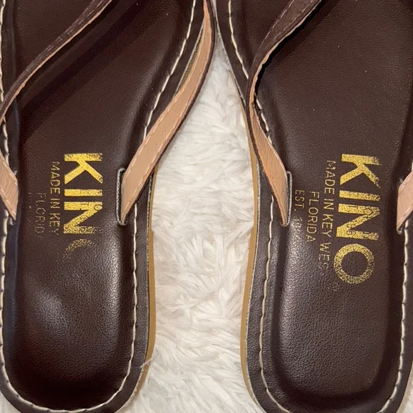 Key West Kino Chocolate Brown Leather Sandals Flip Flops - 7 - Picture 2 of 4